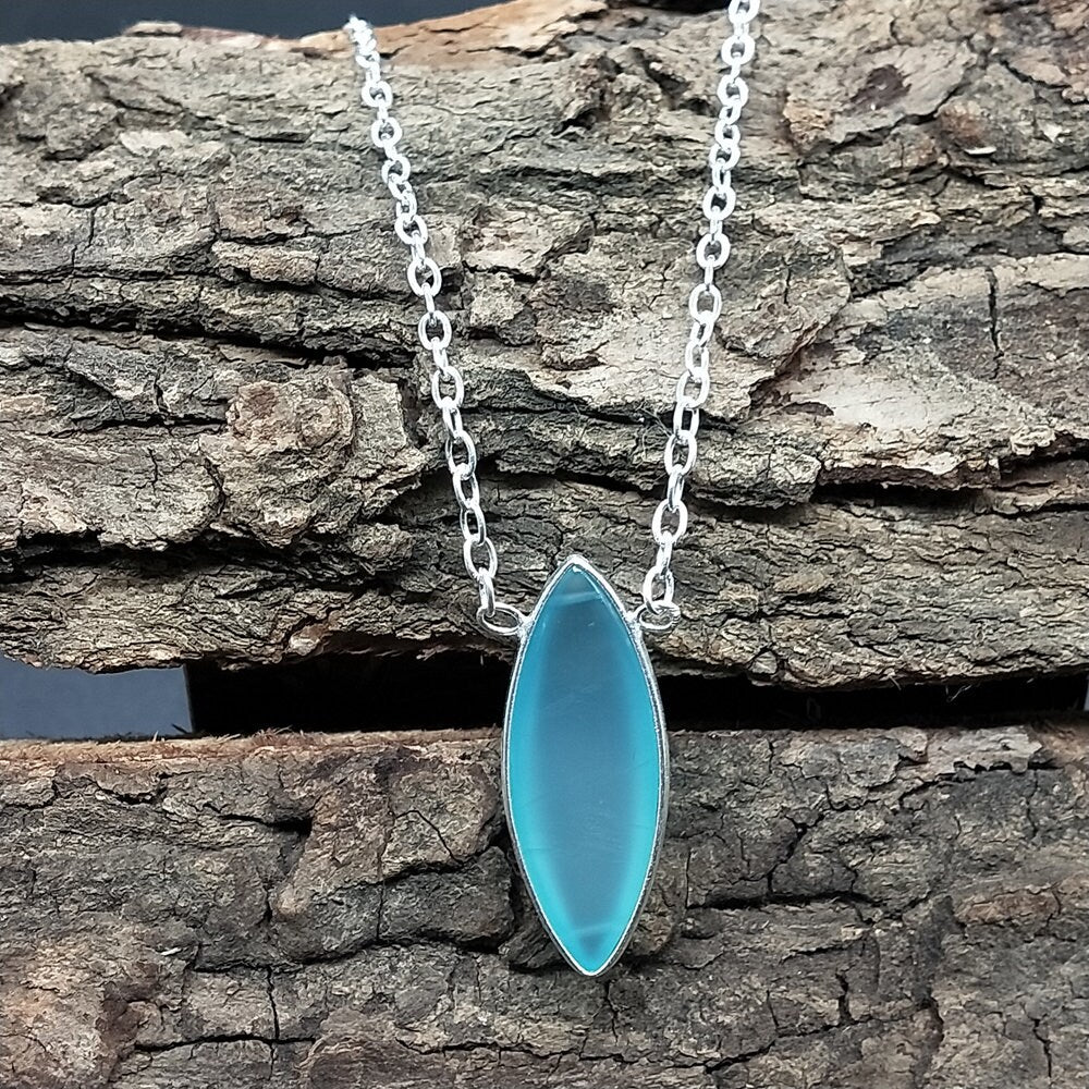 Handmade Aqua Calci Pendant of Solid 925 Sterling Silver, Beautiful Aqua Calci Pendant, Bezel Pendant Gift for her, Aqua Calci Stone