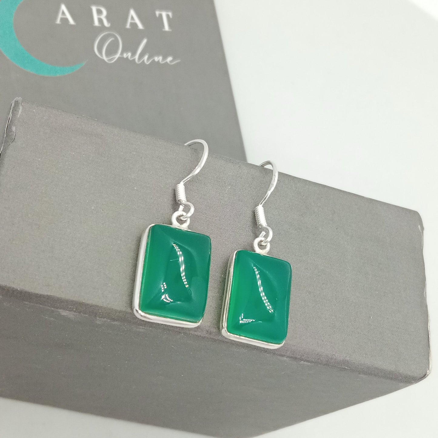 Green Onyx Sterling Silver Handmade Earring |Green Onyx Stone | Daily Wearable Earrings in Round Shape | Bezel Earrings Gifts  - Green Onyx