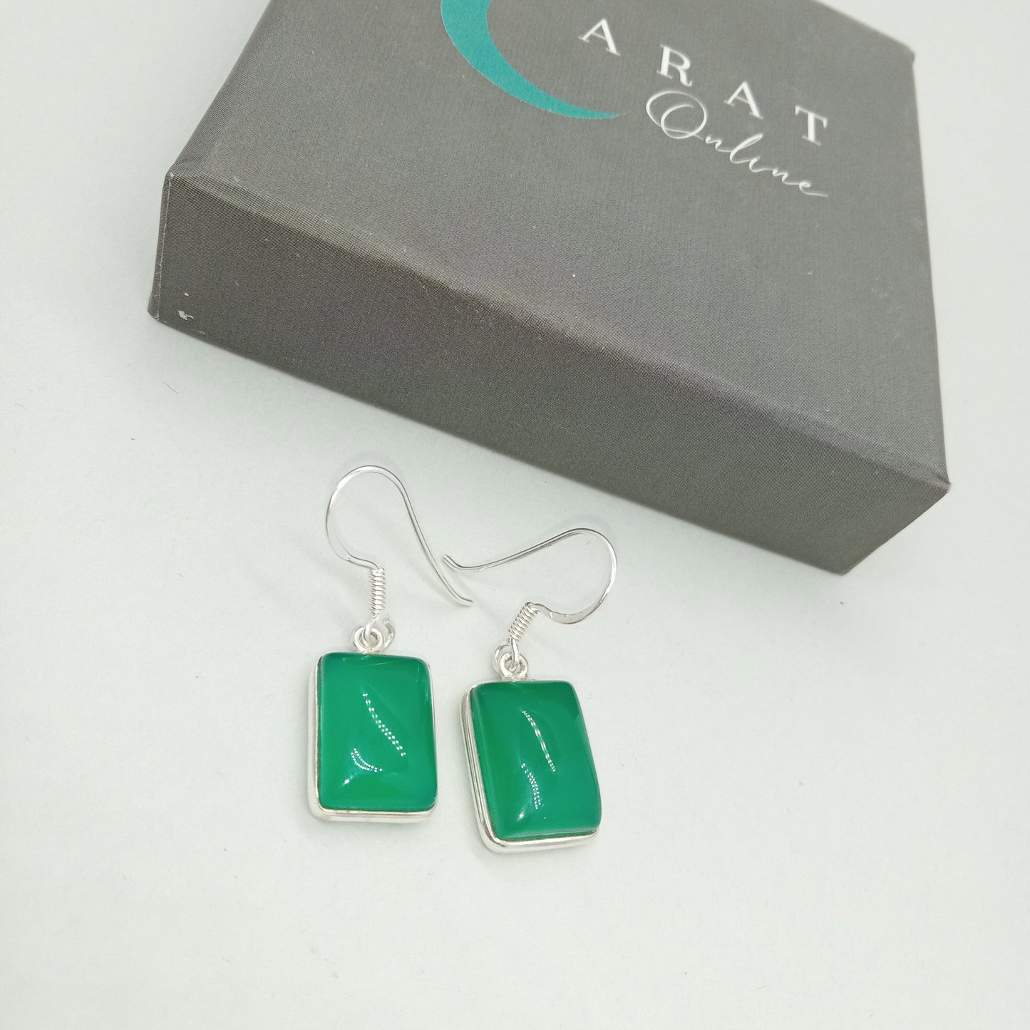 Green Onyx Sterling Silver Handmade Earring |Green Onyx Stone | Daily Wearable Earrings in Round Shape | Bezel Earrings Gifts  - Green Onyx