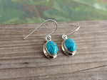 Turquoise Sterling Silver Handmade Earring Turquoise stone Daily wearable Earrings in Oval Shape Boho Earrings Gift for Her