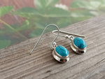 Turquoise Sterling Silver Handmade Earring Turquoise stone Daily wearable Earrings in Oval Shape Boho Earrings Gift for Her