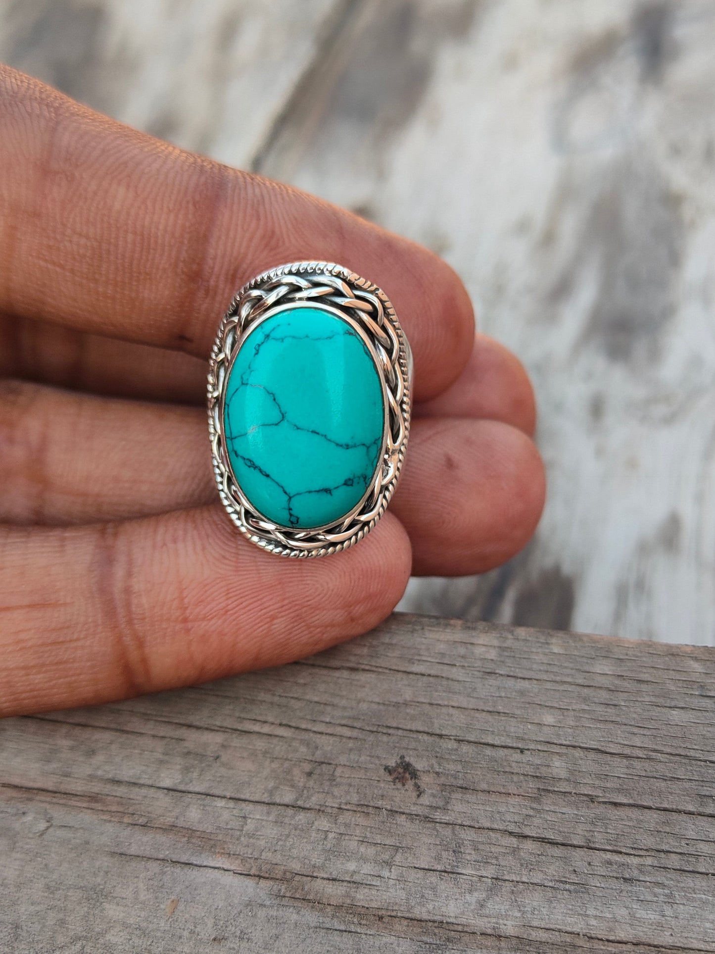 Turquoise Boho  Ring - Turquoise Sterling Silver Ring - Hand Crafted Bohemian Ring-Bohemian Ring - Turquoise - Rings -Gift for - bohemian