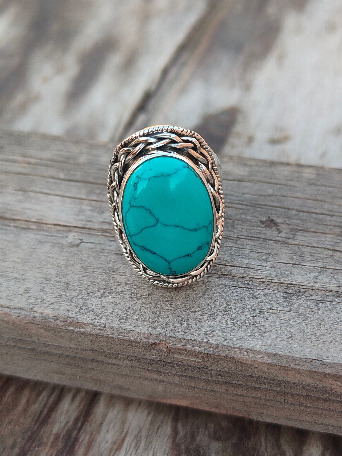 Turquoise Boho  Ring - Turquoise Sterling Silver Ring - Hand Crafted Bohemian Ring-Bohemian Ring - Turquoise - Rings -Gift for - bohemian