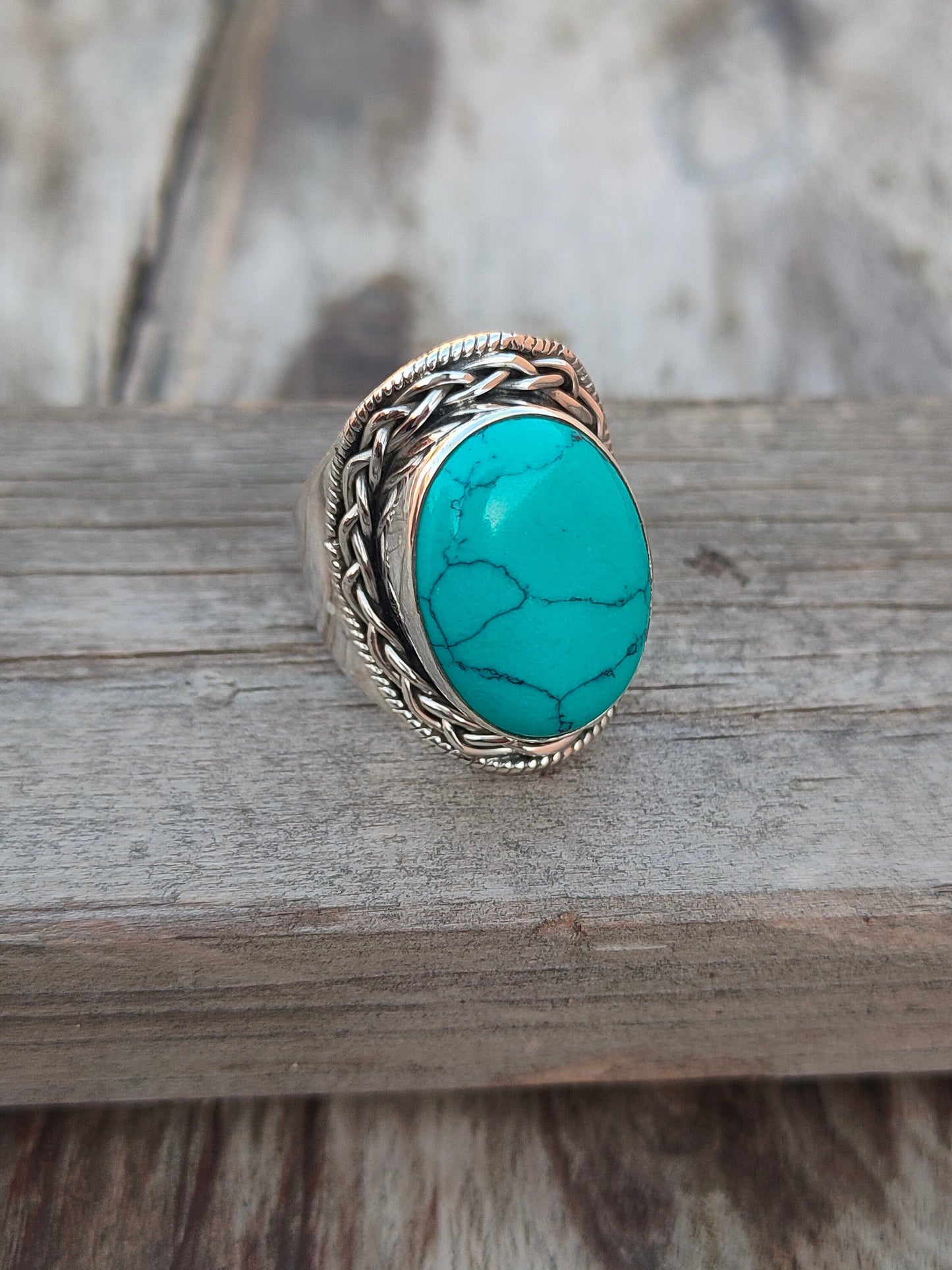 Turquoise Boho  Ring - Turquoise Sterling Silver Ring - Hand Crafted Bohemian Ring-Bohemian Ring - Turquoise - Rings -Gift for - bohemian