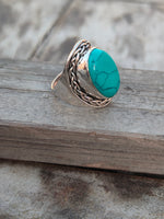 Turquoise Boho  Ring - Turquoise Sterling Silver Ring - Hand Crafted Bohemian Ring-Bohemian Ring - Turquoise - Rings -Gift for - bohemian