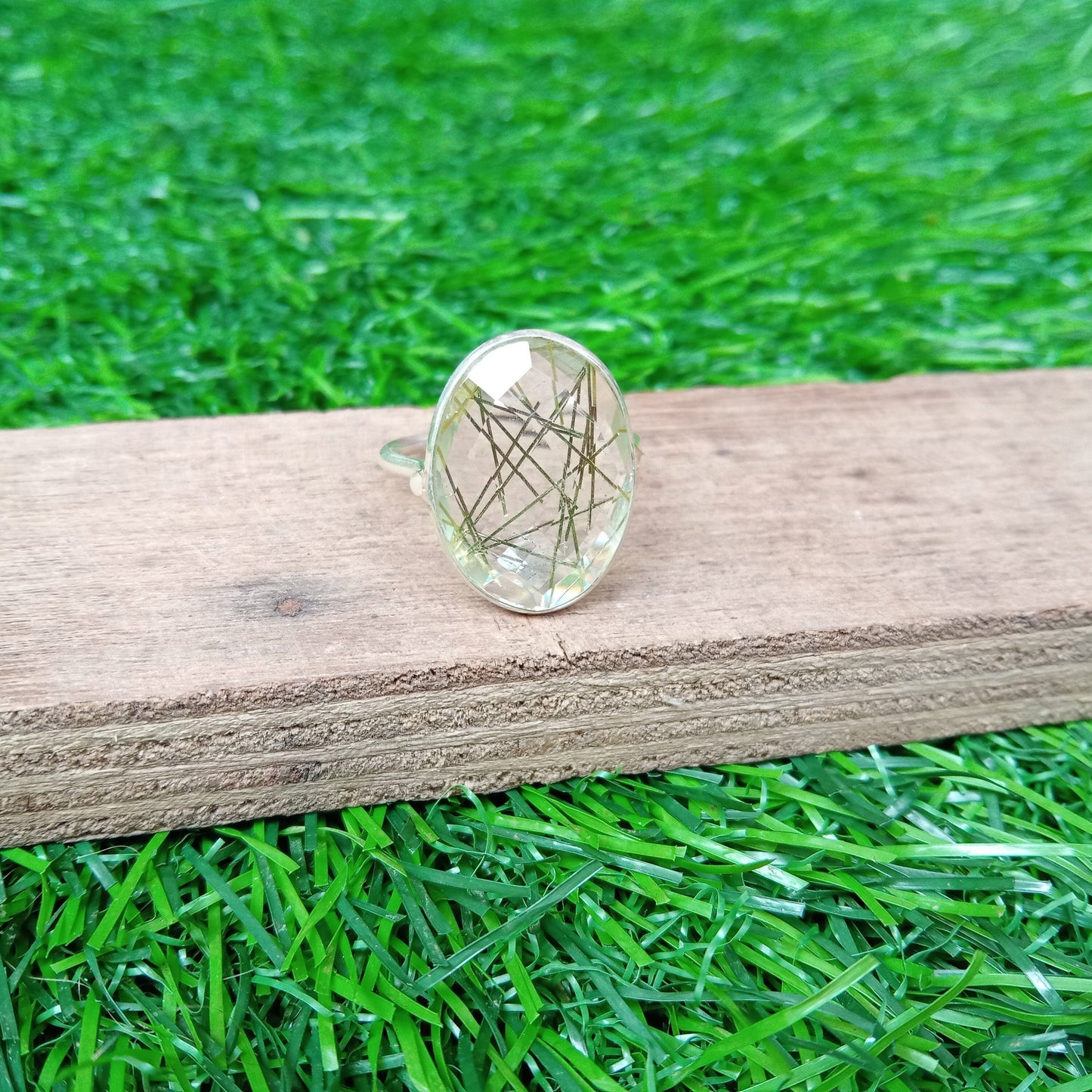 Golden rutile 925 sterling silver Bezel ring , handmade bohemian ring , silver ring ,Golden rutile gemstone ring , rings ,silver rings Gifts