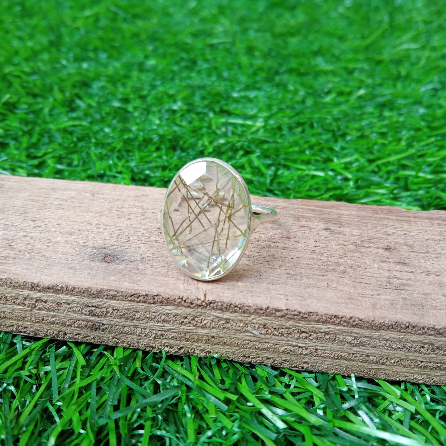 Golden rutile 925 sterling silver Bezel ring , handmade bohemian ring , silver ring ,Golden rutile gemstone ring , rings ,silver rings Gifts
