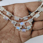 Rainbow Moonstone Necklace, Bezel Necklace, 925 Sterling Silver Necklace, Moonstone Jewelry , Natural Rainbow Moonstone,