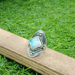 Moonstone Boho Ring - Rainbow Moonstone Sterling Silver Ring - Hand Crafted Bohemian Ring - Rainbow Moonstone-  Blue Flash Stone Ring