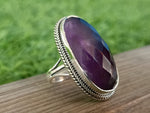 Boho Statement Ring - Natural Amethiyst Gemstone Ring- 925 Sterling Silver Ring - Hand Crafted Bohemian Ring-Bohemian Ring - Gift for her