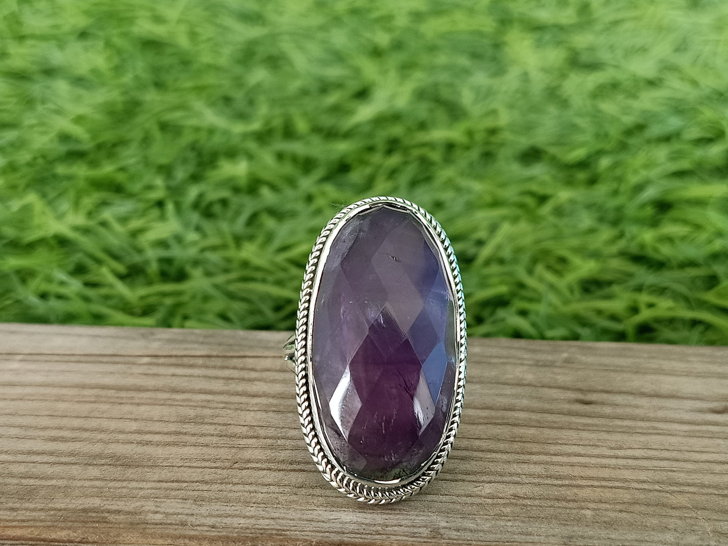 Boho Statement Ring - Natural Amethiyst Gemstone Ring- 925 Sterling Silver Ring - Hand Crafted Bohemian Ring-Bohemian Ring - Gift for her