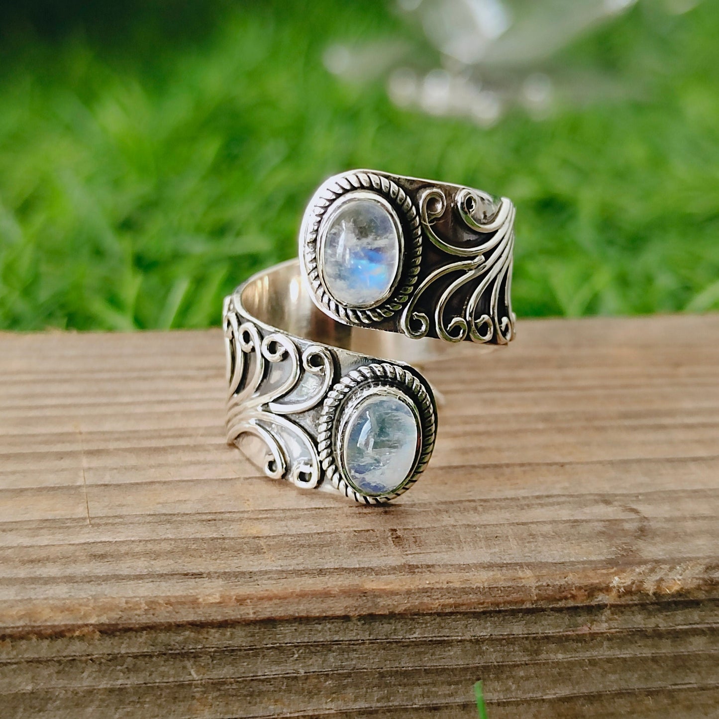 Natural moonstone  adjustable band ring , handcrafted silver band ring , moonstone band , spinner jewelry , moonstone ring ,rainbow,ring