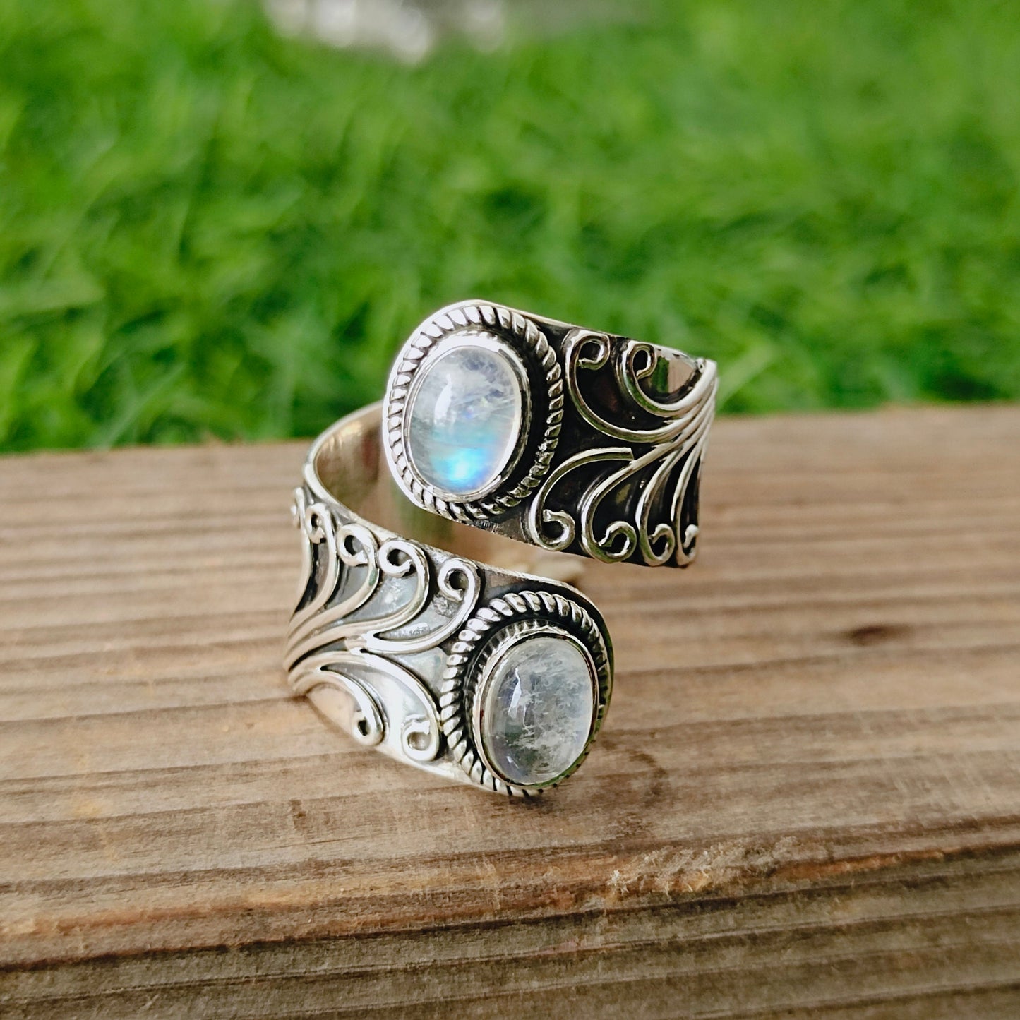 Natural moonstone  adjustable band ring , handcrafted silver band ring , moonstone band , spinner jewelry , moonstone ring ,rainbow,ring