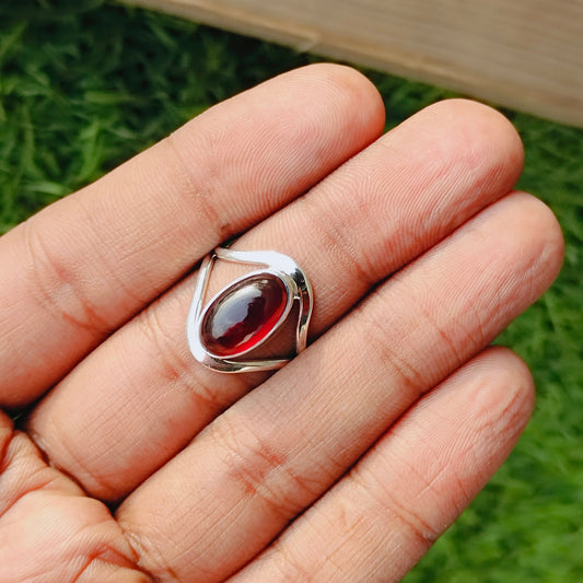 Hessonite Ring, Sterling Silver Hessonite Ring For Women, Oval Shape Ring, Statement Ring, Hessonite Ring, Gift For Wife, gift for her,