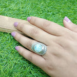 Moonstone Boho Ring - Rainbow Moonstone Sterling Silver Ring statement ring -free shipping ring  handmade jewelry gift bestseller