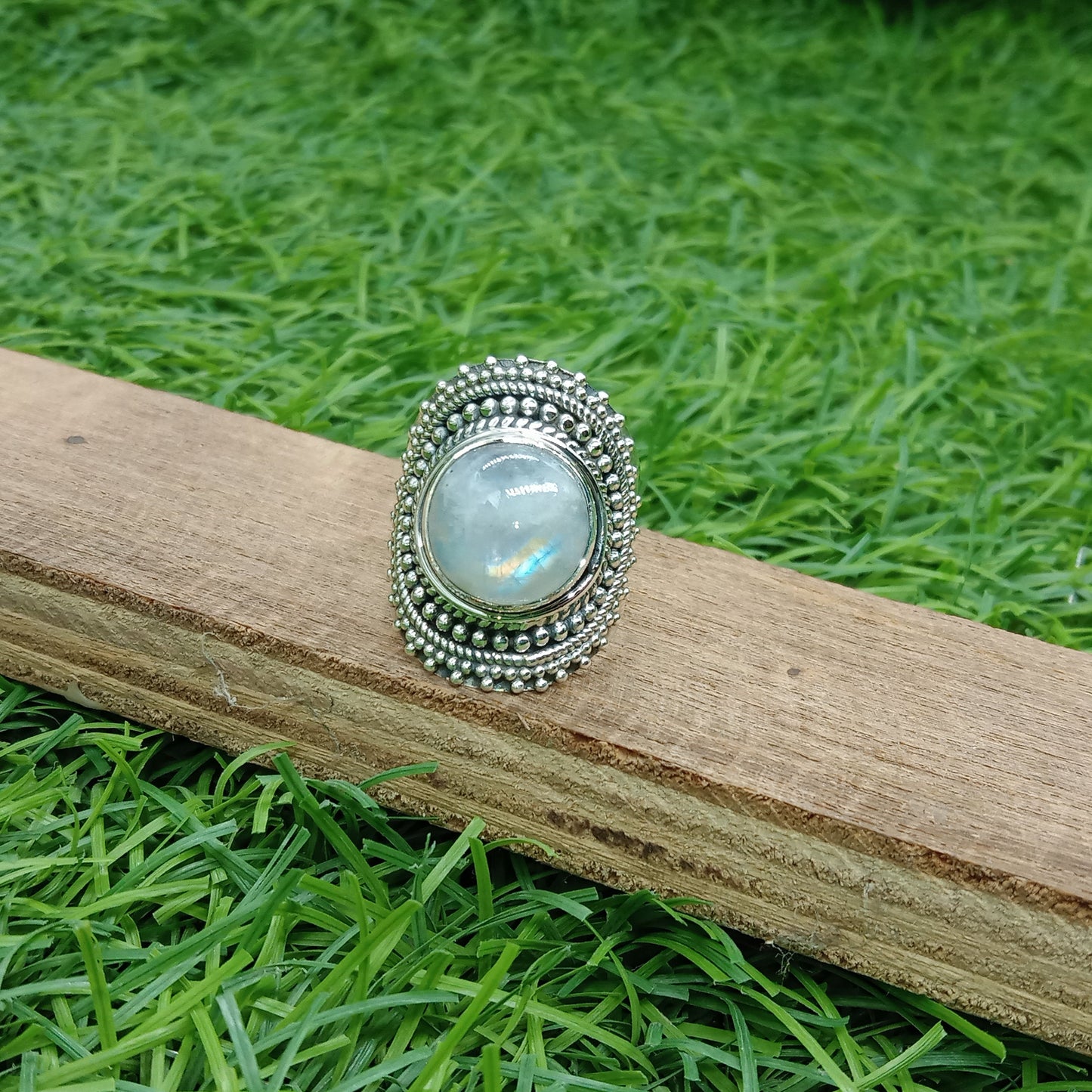 Moonstone Boho Ring - Rainbow Moonstone Sterling Silver Ring statement ring -free shipping ring  handmade jewelry gift bestseller