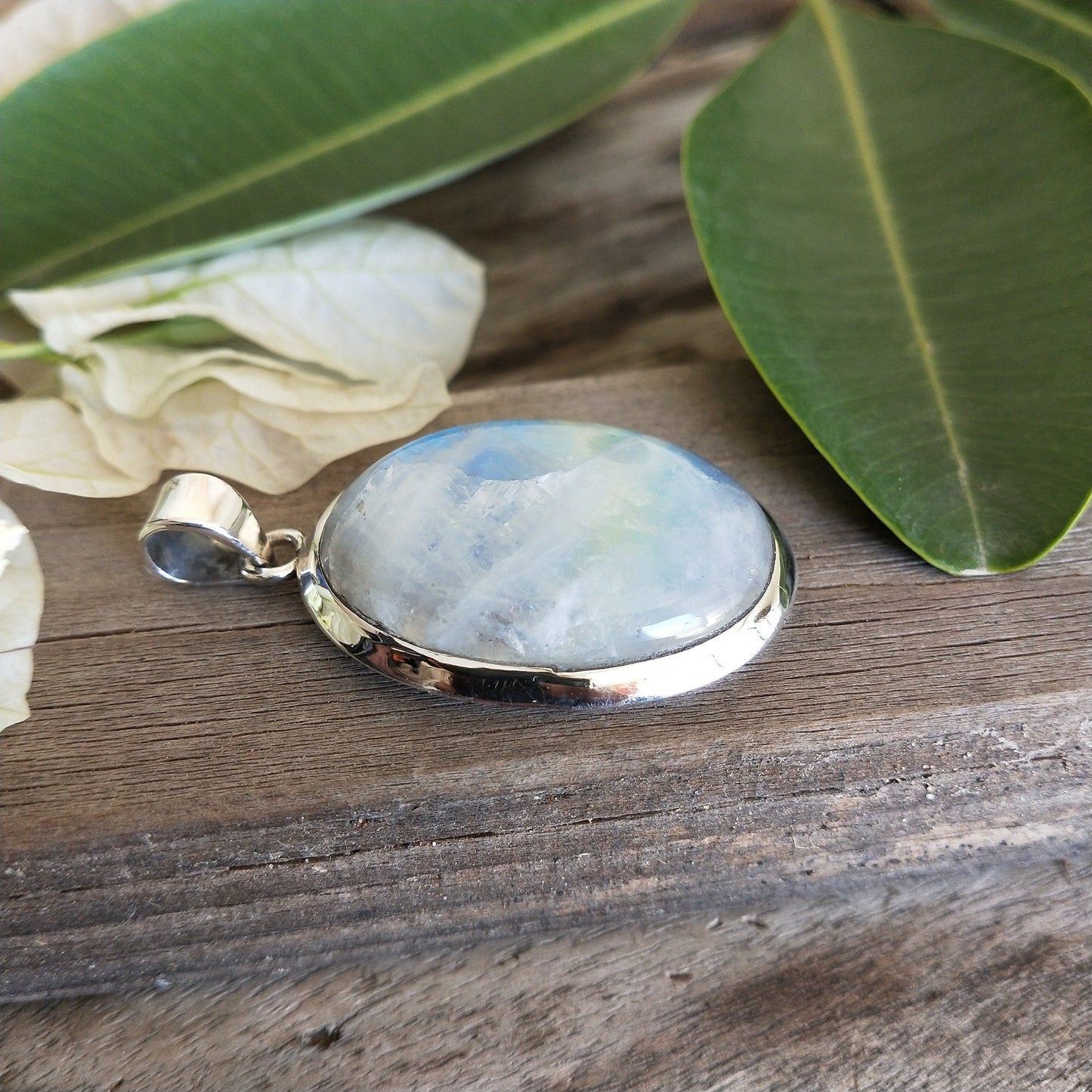 Rainbow Moonstone Pendant in Solid 925-Sterling Silver | Gorgeous Handmade Rainbow Moonstone Pendant | Boho Pendant Gift for Her