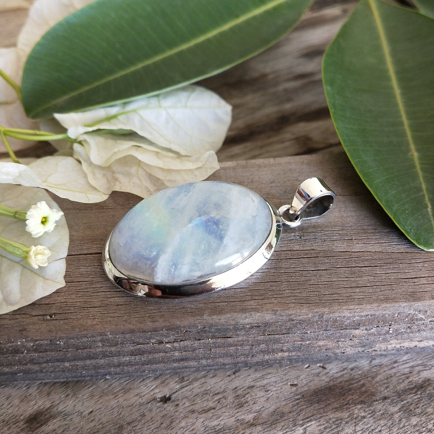 Rainbow Moonstone Pendant in Solid 925-Sterling Silver | Gorgeous Handmade Rainbow Moonstone Pendant | Boho Pendant Gift for Her