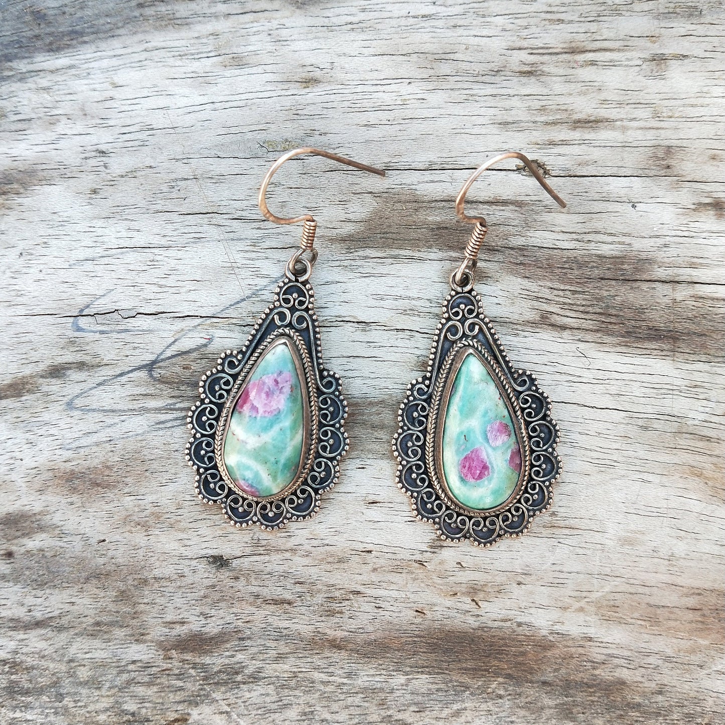 Ruby Fuchsite Sterling Silver Handmade Earring Ruby Fuchsite  Stone Daily wearable Earrings in Tear Drop Shape Boho Earrings Gift for Her