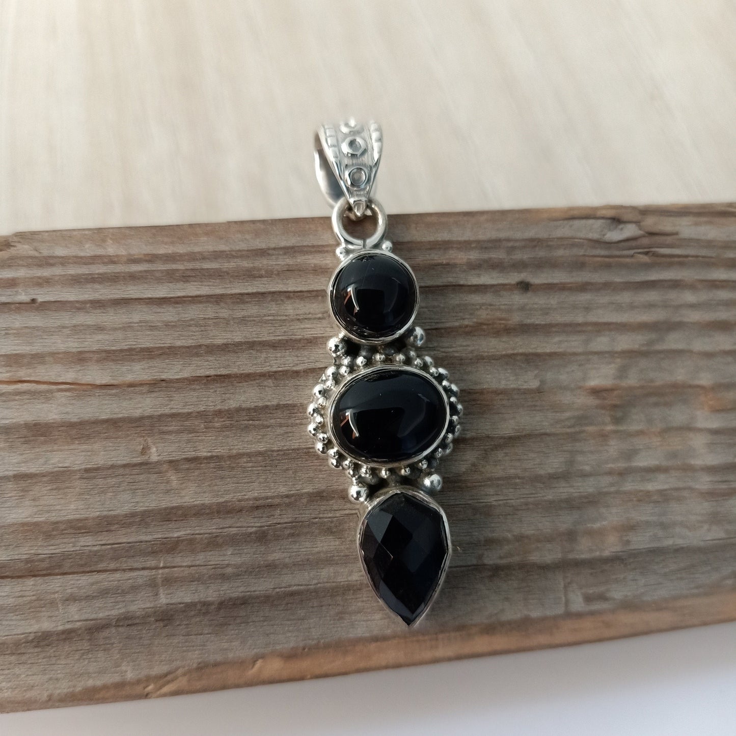 Black Onyx Gemstone Silver Pendant , 925 Sterling Silver Pendant, Boho Silver Pendant, Onyx Silver pendant, 925 silver Pendant, etsy sale