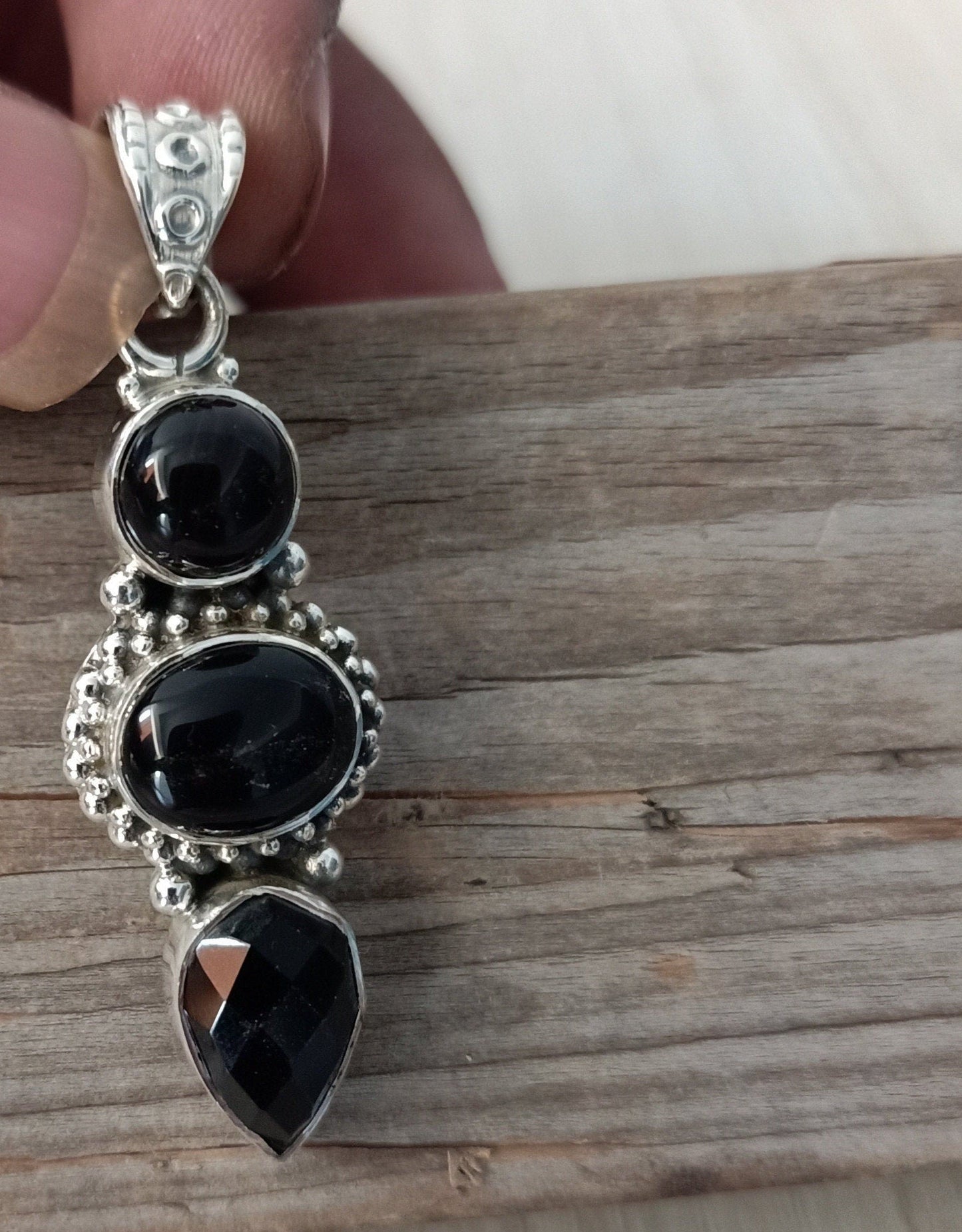 Black Onyx Gemstone Silver Pendant , 925 Sterling Silver Pendant, Boho Silver Pendant, Onyx Silver pendant, 925 silver Pendant, etsy sale