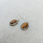 Tiger Eye Sterling Silver Handmade Earring Tiger Eye stone Daily wearable Earrings in Oval Shape Boho Earrings Gift for Her