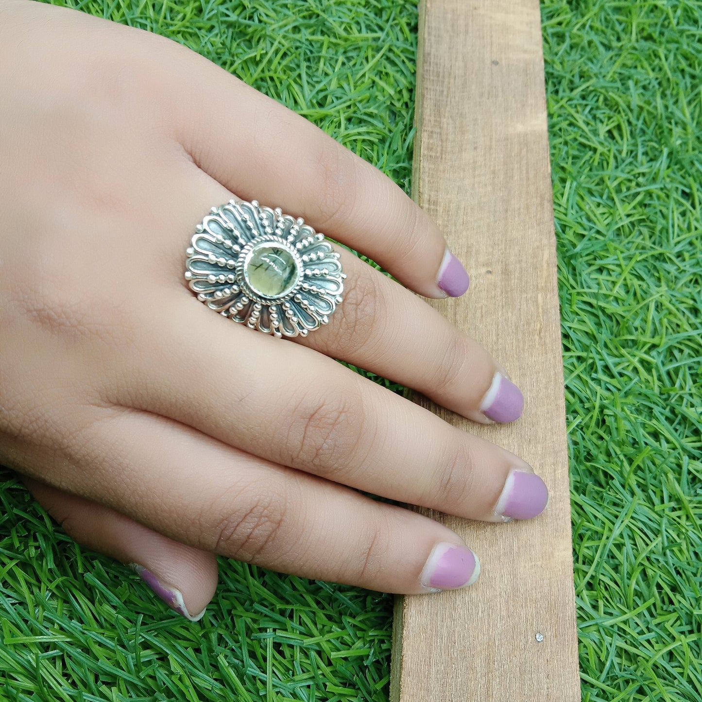 Boho ring - silver boho ring , prehnite silver ring , handmade silver ring , rings , gift for her , summer gifts , gift items