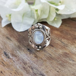 Boho Statement Ring -Rainbow Moonstone Sterling Silver Ring-Hand Crafted Bohemian Ring-Bohemian Ring-Rainbow moonstone Ring -Rings -Gift for