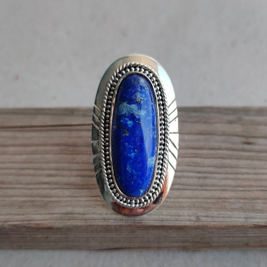 Boho Statement Ring - Lapis Lazuli Sterling Silver Ring - Hand Crafted Bohemian Ring - Bohemian Ring - Lapis Lazuli Ring - Rings - Gift for