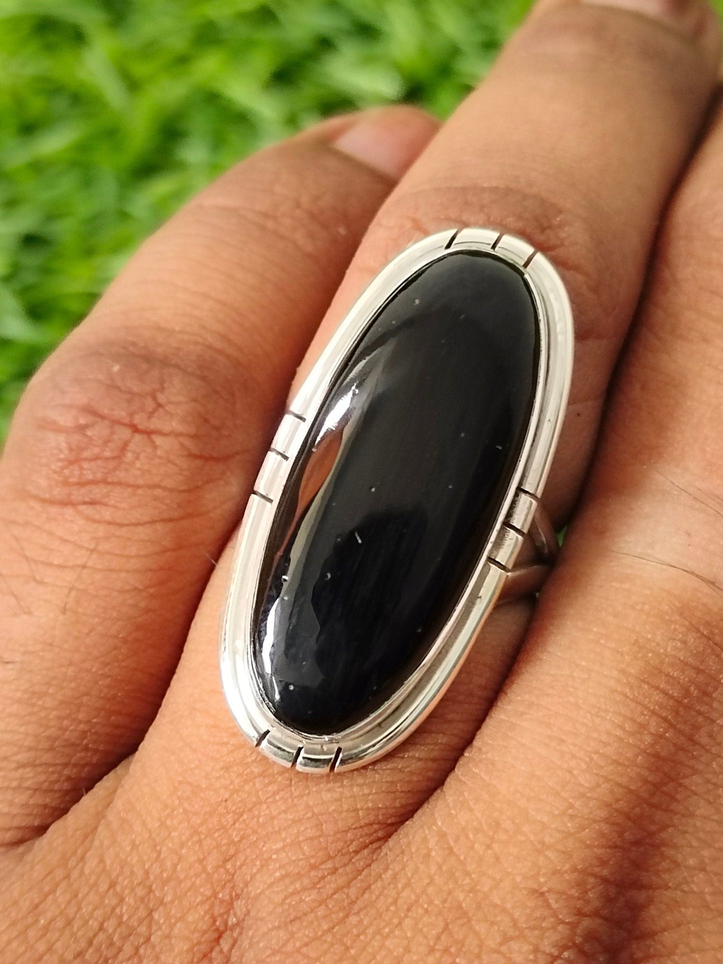 Black onyx middle finger ring , handmade silver bohemian ring , boho silver ring , big size boho ring , silver ring , black onyx ring , gift