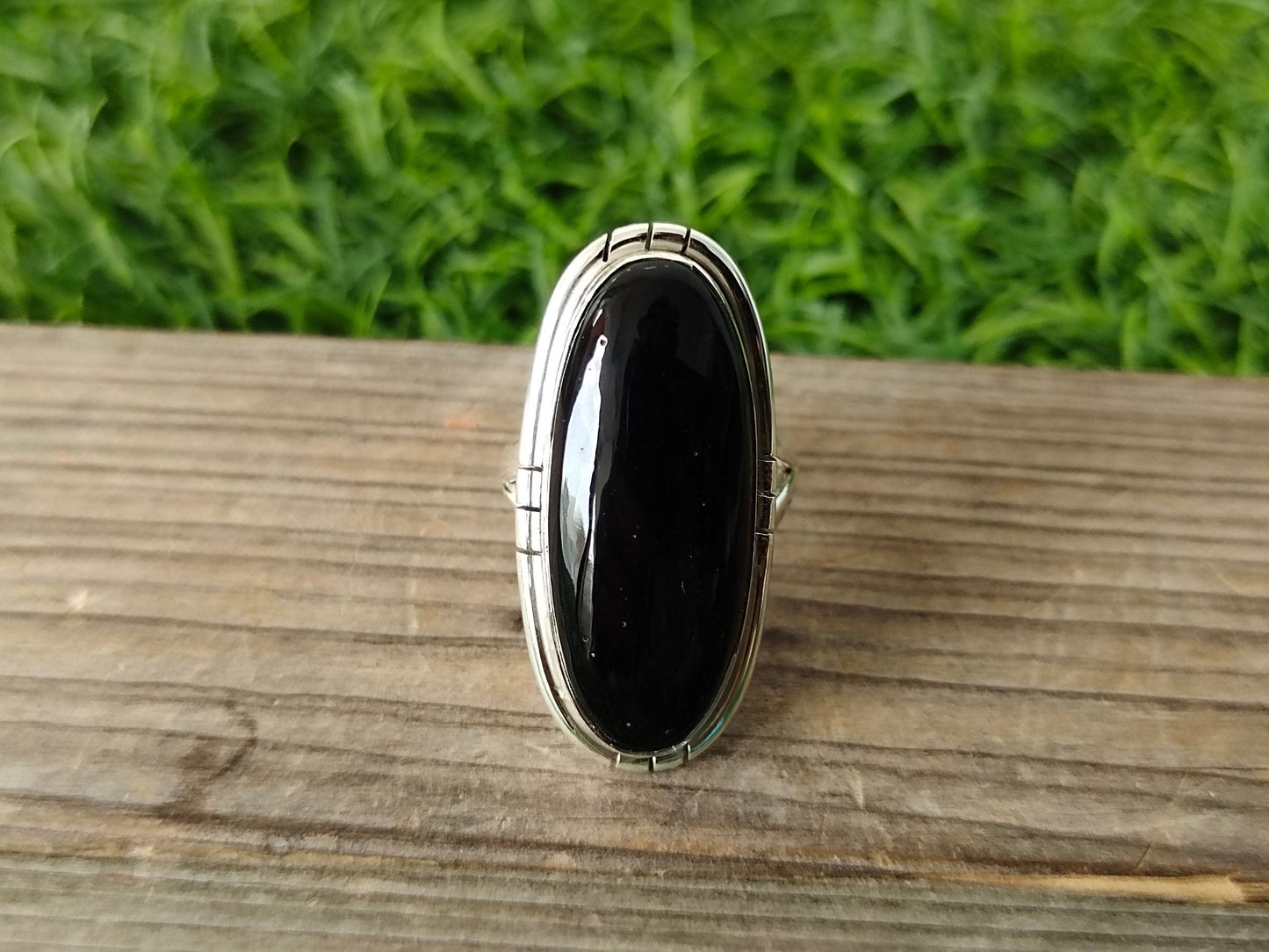 Black onyx middle finger ring , handmade silver bohemian ring , boho silver ring , big size boho ring , silver ring , black onyx ring , gift