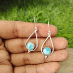 Larimar Sterling Silver Handmade Earring Larimar Stone Daily wearable Earrings in Round Shape Boho Earrings Gift for Her Unique Larimar