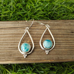 Larimar Sterling Silver Handmade Earring Larimar Stone Daily wearable Earrings in Round Shape Boho Earrings Gift for Her Unique Larimar