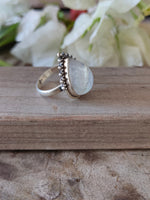 Boho  Ring - Rainbow Moonstone Sterling Silver Ring - Hand Crafted Bohemian Ring-Bohemian Ring - Rainbow Moonstone  - Rings -Gift for her