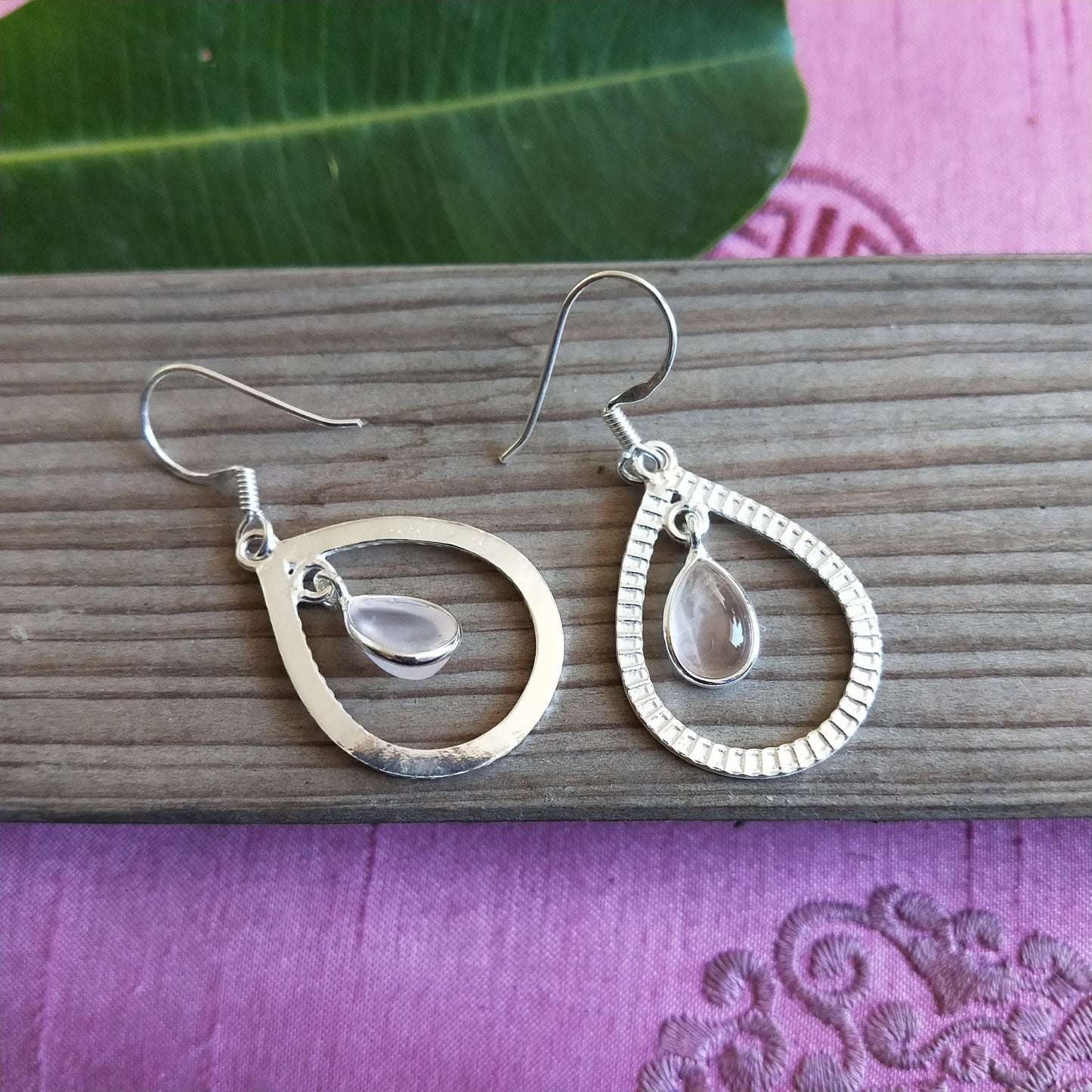 Rose Quartz Sterling Silver Handmade Earring | Rose Quartz Stone | Daily wearable Earrings in Teardrop Shape Boho Earrings Gift for Her