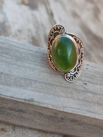 Boho Statement Ring - Green Jade Sterling Silver Ring - Hand Crafted Bohemian Ring-Bohemian Ring - Green Jade - Rings -Gift for
