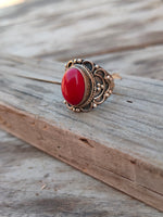Boho Statement Ring | Coral Sterling Silver Ring | Hand Crafted Bohemian Ring | Boho Ring | Coral Ring | Rings for Gifts - Gifts for her