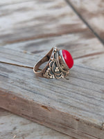 Boho Statement Ring | Coral Sterling Silver Ring | Hand Crafted Bohemian Ring | Boho Ring | Coral Ring | Rings for Gifts - Gifts for her