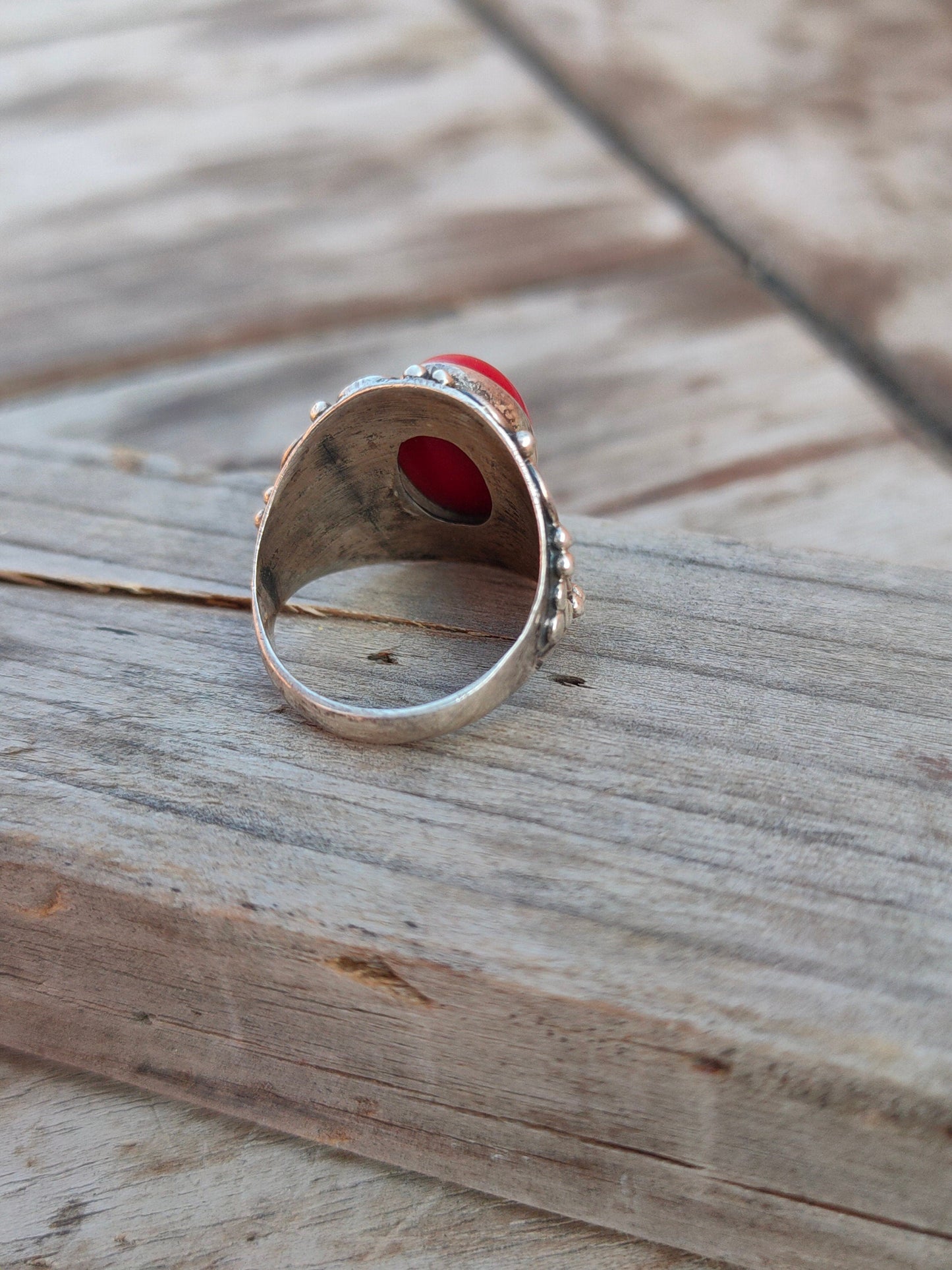 Boho Statement Ring | Coral Sterling Silver Ring | Hand Crafted Bohemian Ring | Boho Ring | Coral Ring | Rings for Gifts - Gifts for her