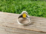 Boho Ring - Yellow  Calci Sterling Silver Ring - Hand Crafted Bohemian Ring-Silver Ring - Yellow Calci Rings -Gift for her- 925 silver ring