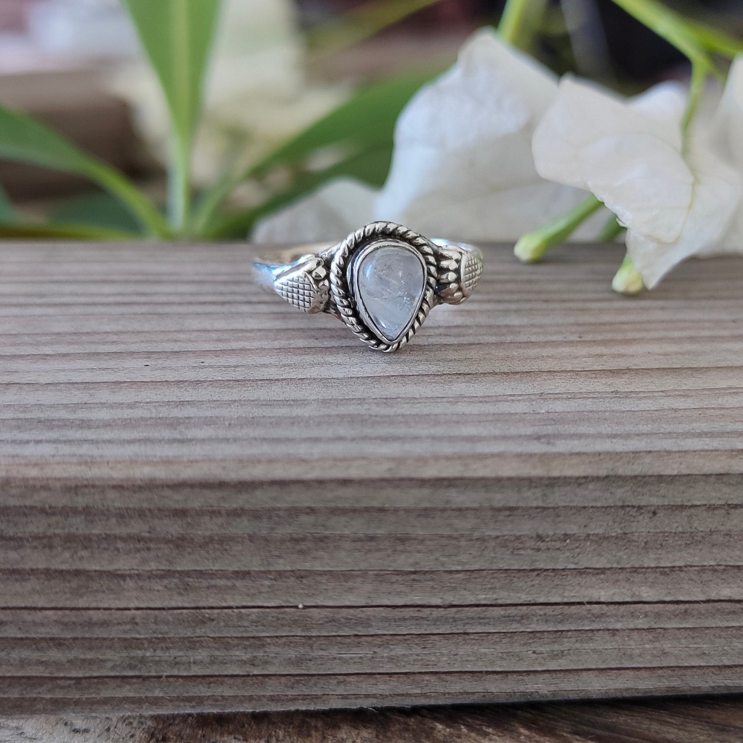 Boho  Ring - Rainbow Moonstone Sterling Silver Ring - Hand Crafted Bohemian Ring-Bohemian Ring - Rainbow Moonstone  - Rings -Gift for her