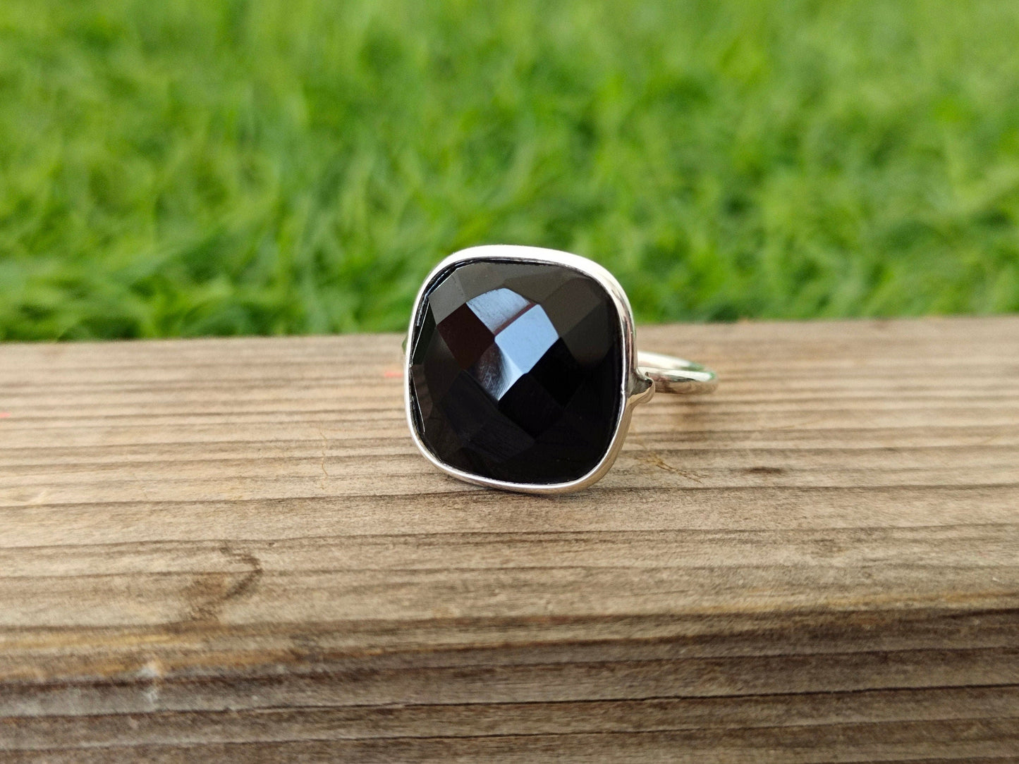 Black Onyx Boho Statement  Sterling Silver Ring - Fashion Ring - Beautiful Black Ring - Onyx Ring - Bezel Silver Jewelry - Boho Onyx Ring