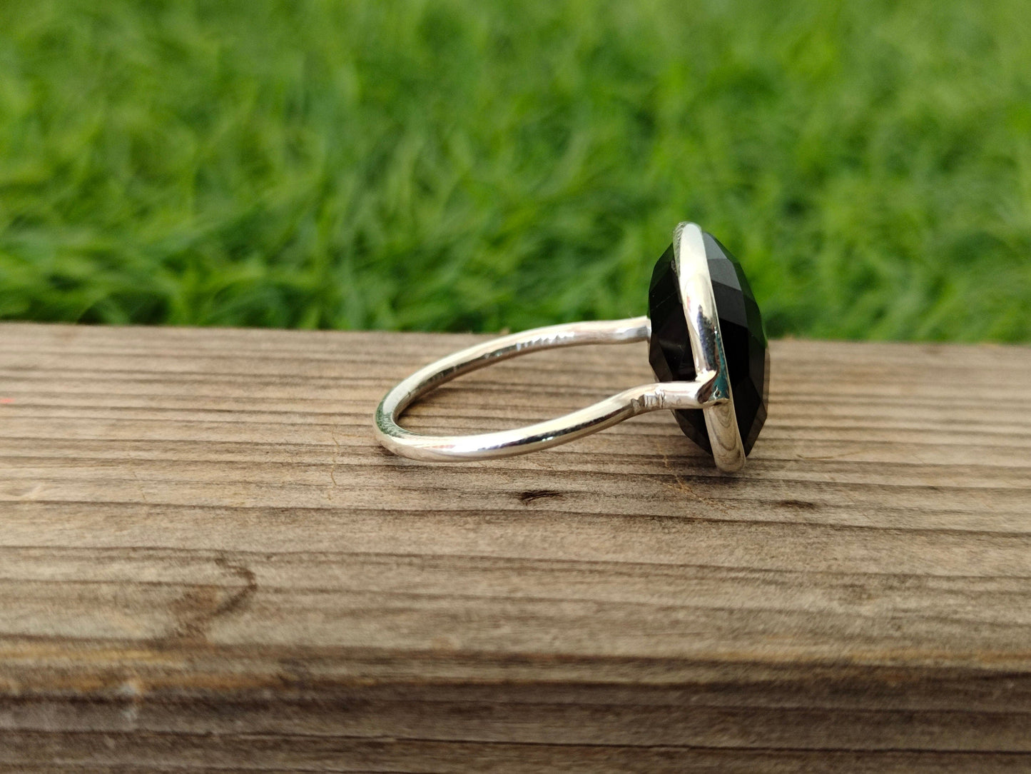 Black Onyx Boho Statement  Sterling Silver Ring - Fashion Ring - Beautiful Black Ring - Onyx Ring - Bezel Silver Jewelry - Boho Onyx Ring