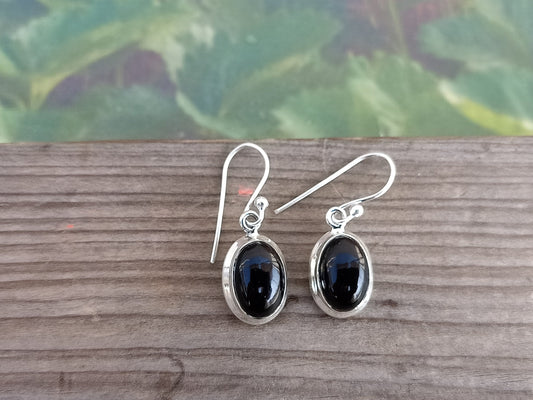 Black Onyx Sterling Silver Handmade Earring Black Onyx stone Daily wearable Earrings in Oval Shape Boho Earrings Gift for Her