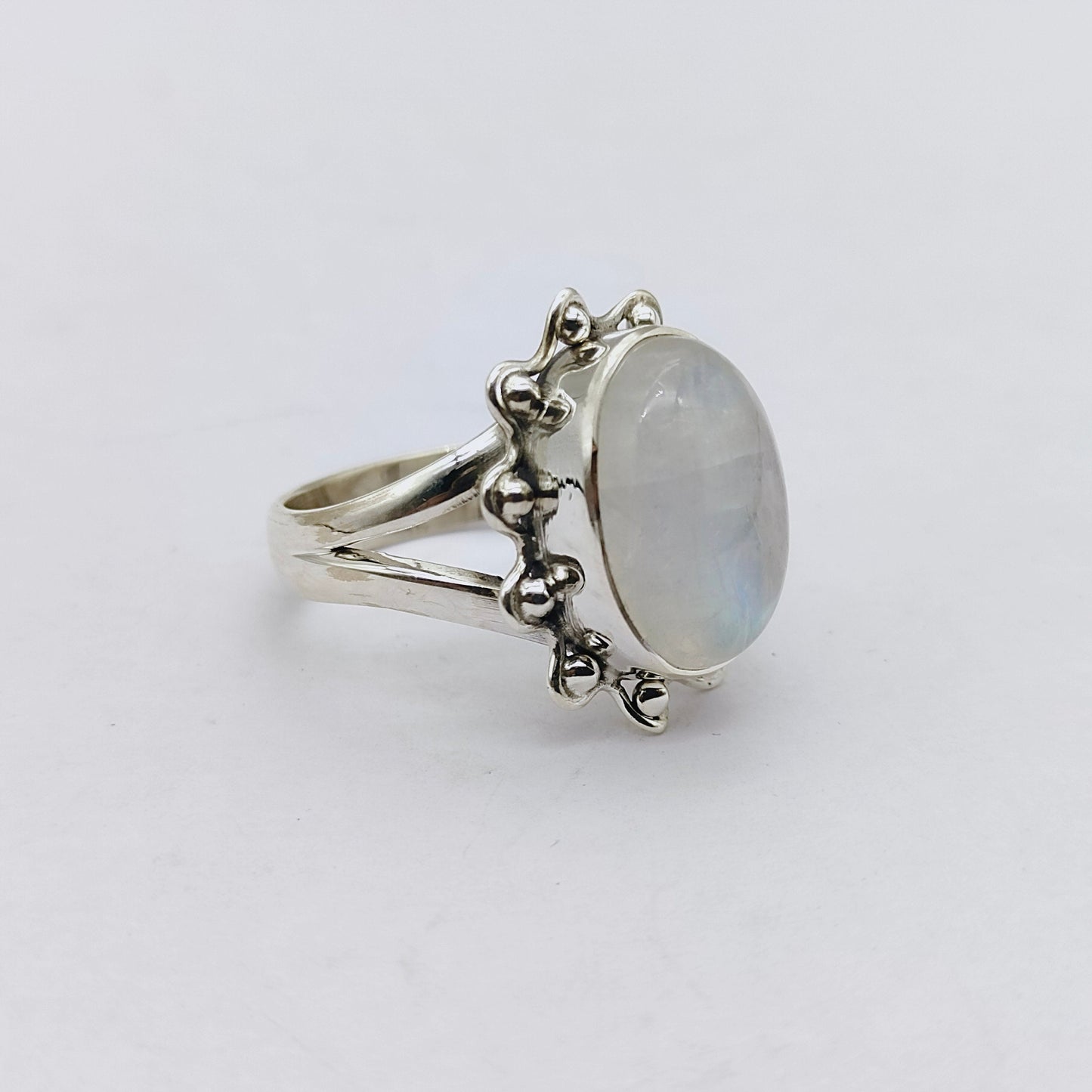 Boho  Ring - Rainbow Moonstone Sterling Silver Ring - Hand Crafted Bohemian Ring-Bohemian Ring - Rainbow Moonstone  - Rings -Gift for her