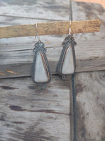 Jasper Stone Sterling Silver Handmade Earring Scolecite Stone Daily wearable Earrings in Triangle Shape Boho Earrings Gift for Her