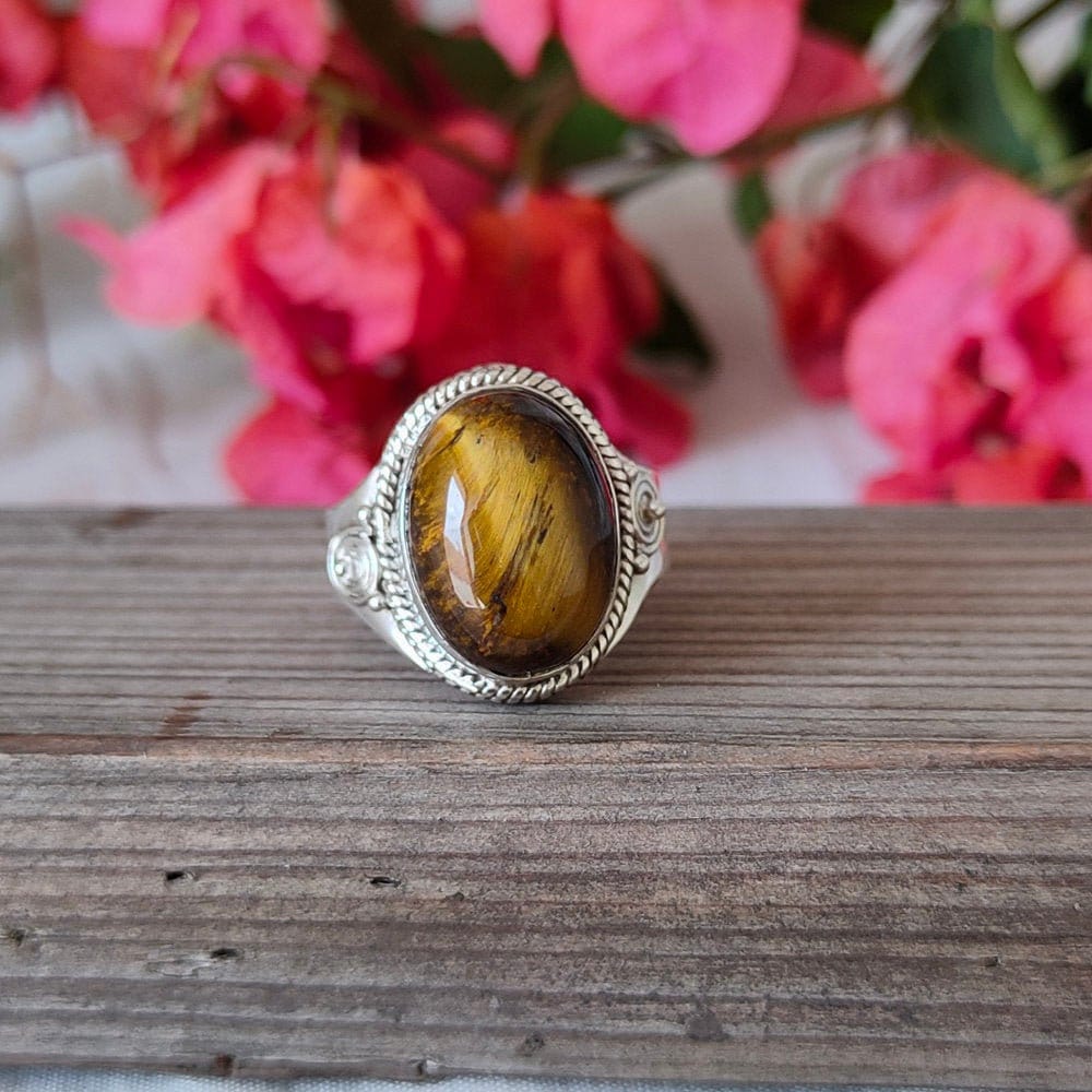 Adjustable Boho Ring -Tiger eye Stone  Sterling Silver Ring - Hand Crafted Bohemian Ring - tiger eye Ring - Rings - Gift for girls , Rings