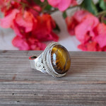 Adjustable Boho Ring -Tiger eye Stone  Sterling Silver Ring - Hand Crafted Bohemian Ring - tiger eye Ring - Rings - Gift for girls , Rings