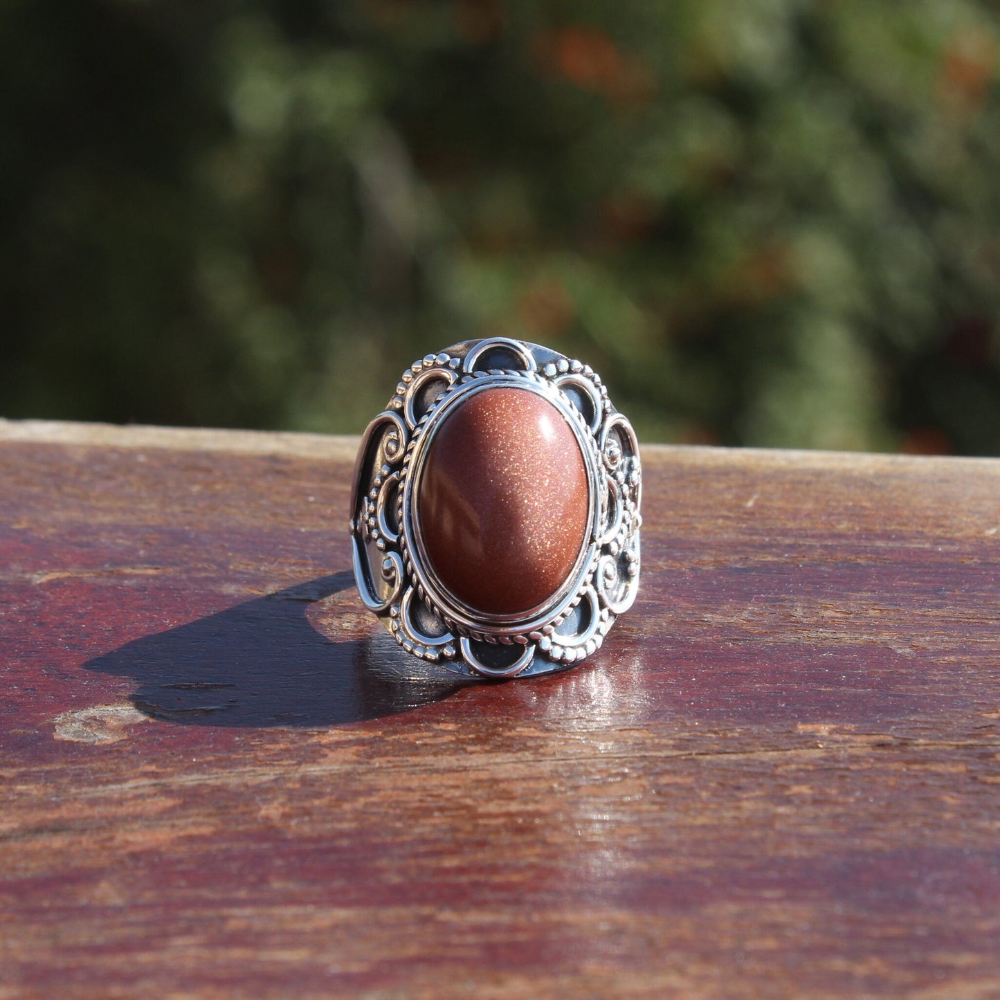 Boho Statement Ring - Sonnenstein Sterling Silber Ring - Handgemachter Boho Ring - Boho Ring Sonnenstein Ring - Ringe - Geschenk für