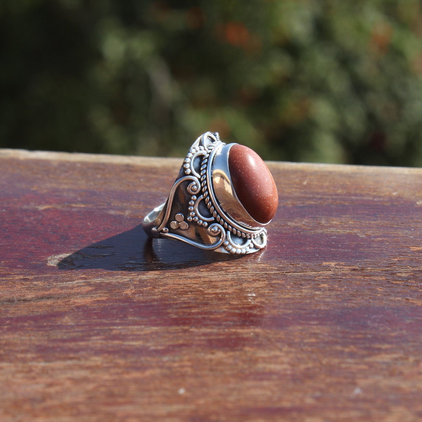 Boho Statement Ring - Sonnenstein Sterling Silber Ring - Handgemachter Boho Ring - Boho Ring Sonnenstein Ring - Ringe - Geschenk für